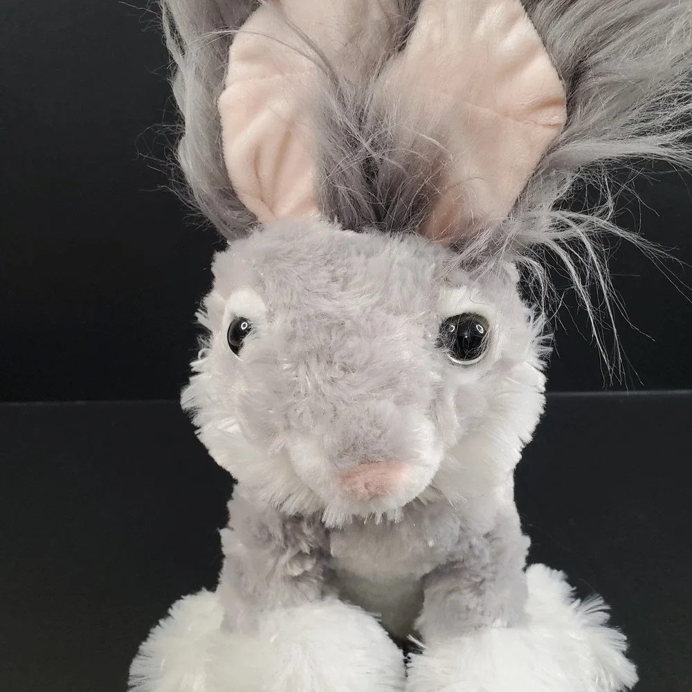Dan Dee Angora Bunny Rabbit Plush Gray‎ Long Hair 12